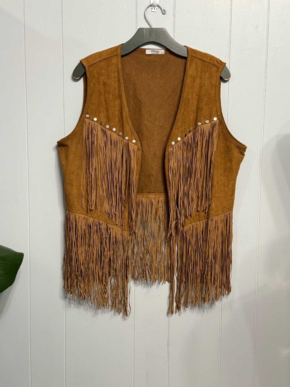 Brown Polyester Fringe Vest Size XXL Excellent Condition
